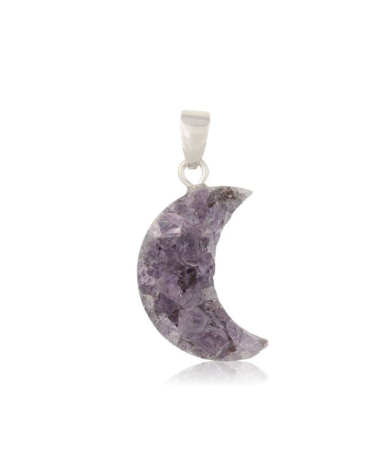 Amethyst Moon Druze Pendant #S25