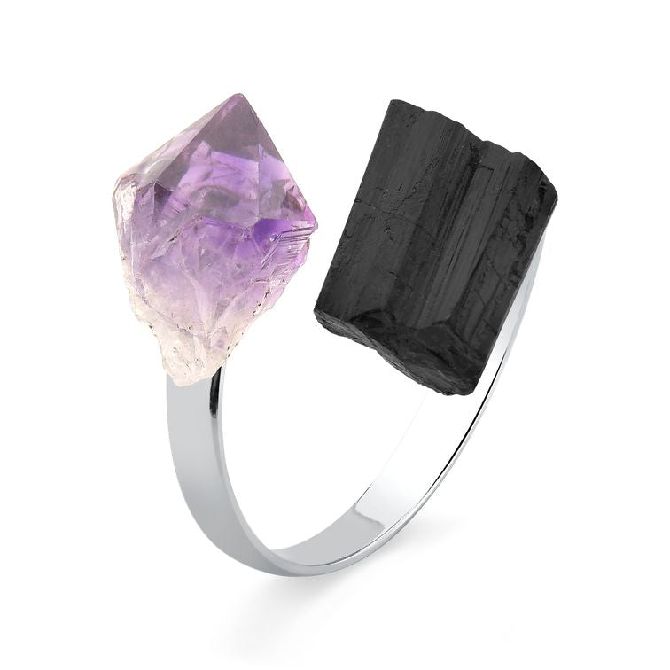Amethyst with Tourmaline Ring #S108