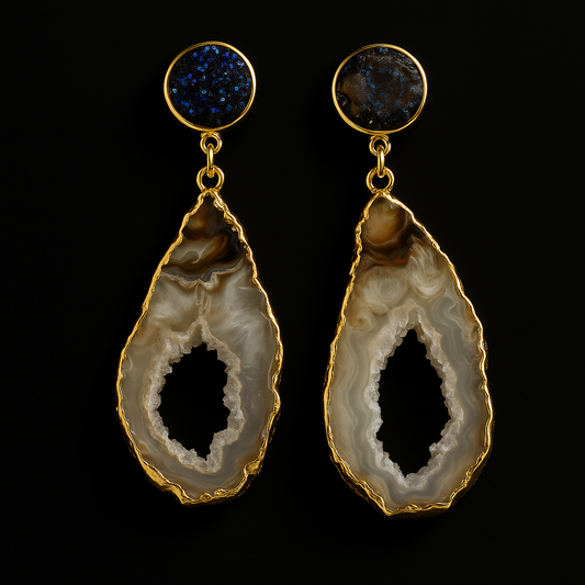 Geode Natural with Metallic druse Earring #1505.1