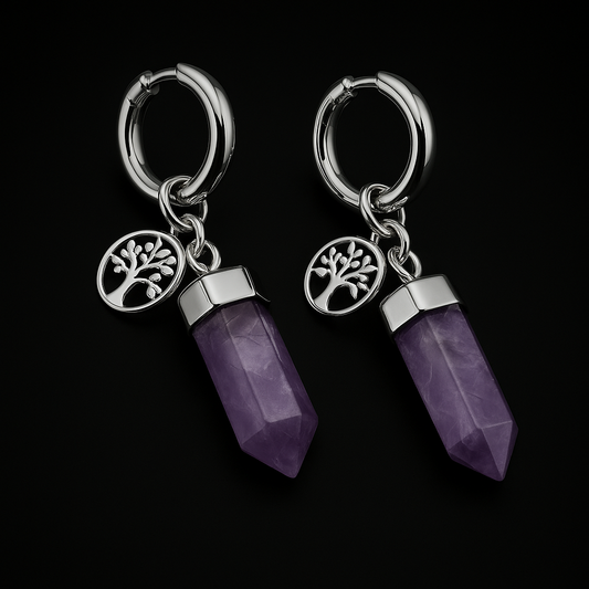 Crystal Point with tree Earring #1512.1