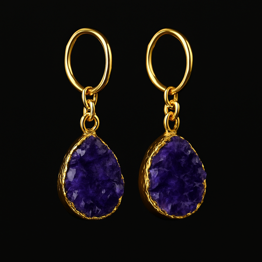 Amethyst Druse Earring #1517.1