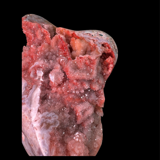 Pink Amethyst Druze on Custom Metal Stand – 24cm | 2.3kg