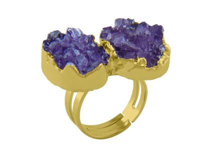 Double Crown amethyst druse Ring #509.1