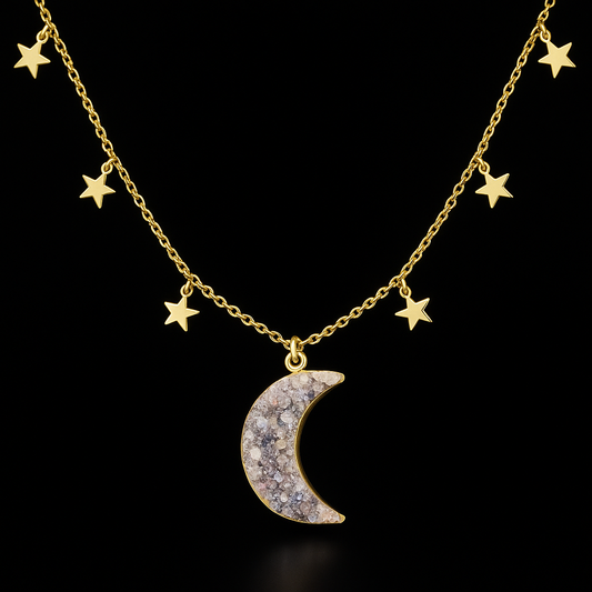 Aura Amethyst Moon Necklace #2074.1