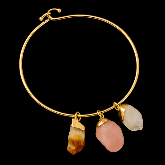 Rose Quartz Crystal and Citrine Bracelet # 1010.1