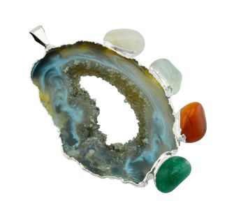 Geode with Tumble Stone Pendant #7.1