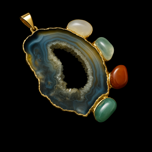 Geode with Tumble Stone Pendant #7.1