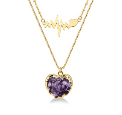 Heart Beat Amethyst Druse Necklace #2073.1