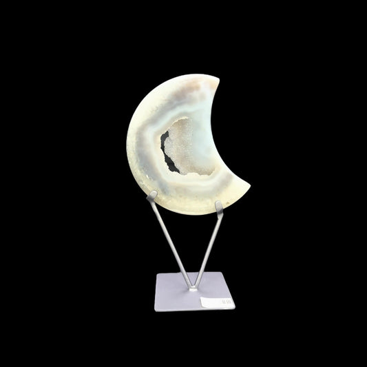 Agate Druzy Moon on Metal Base – 19cm | 1.10kg
