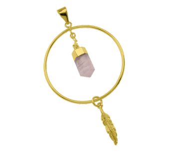 Middle Point with Hoop and Leaf Pendant #73.1