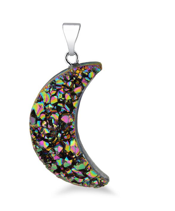 Rainbow Moon Druse Pendant #S221