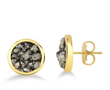 Round Pyrite Earring #1558.1