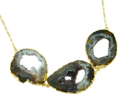 Triple Natural Geode Necklace #2001.1