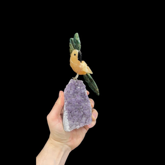 Yellow Calcite & Green Quartz Cockatoo #04