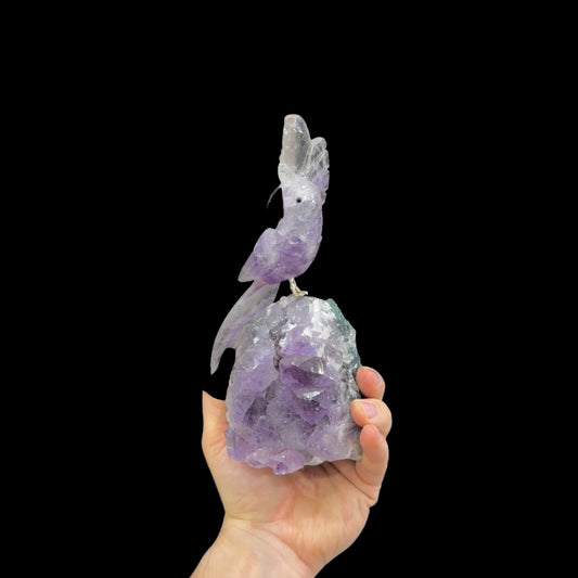 Carved Amethyst Parrot #07