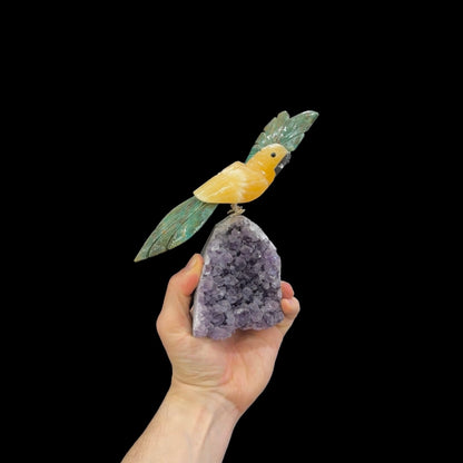 Yellow Calcite & Green Quartz Parrot #08