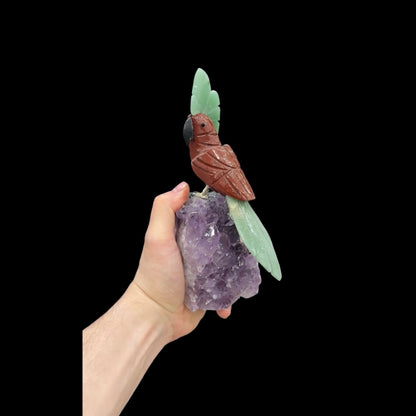 Red Jasper Macaw with Green Quartz Accents #11