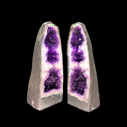 Pair of Amethyst Cathedrals – 49cm & 52cm | 43kg (total)