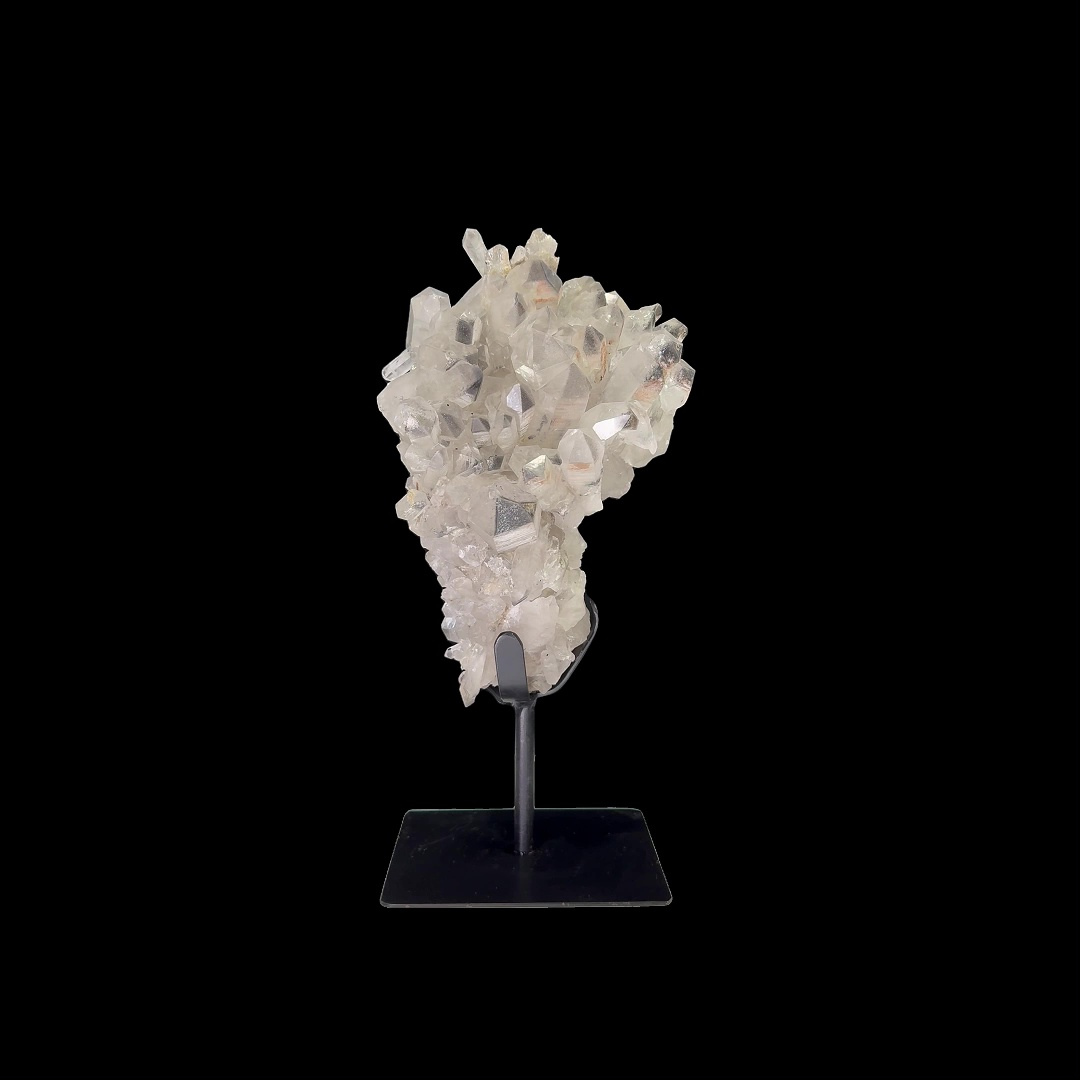 Clear Quartz Cluster on Custom Metal Stand – 36cm | 4.82kg