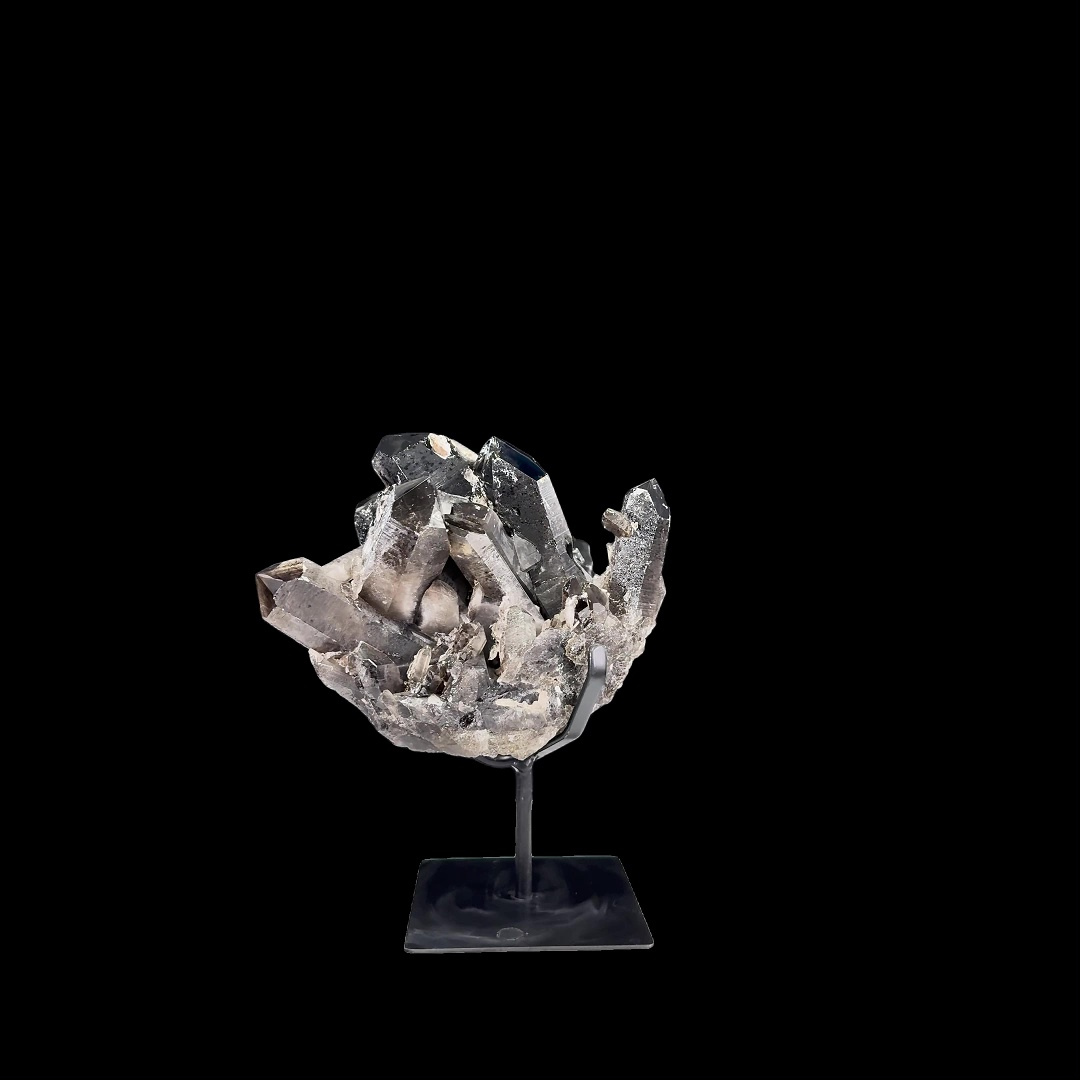 Smoky Quartz Cluster on Custom Metal Stand – 32cm | 9.30kg