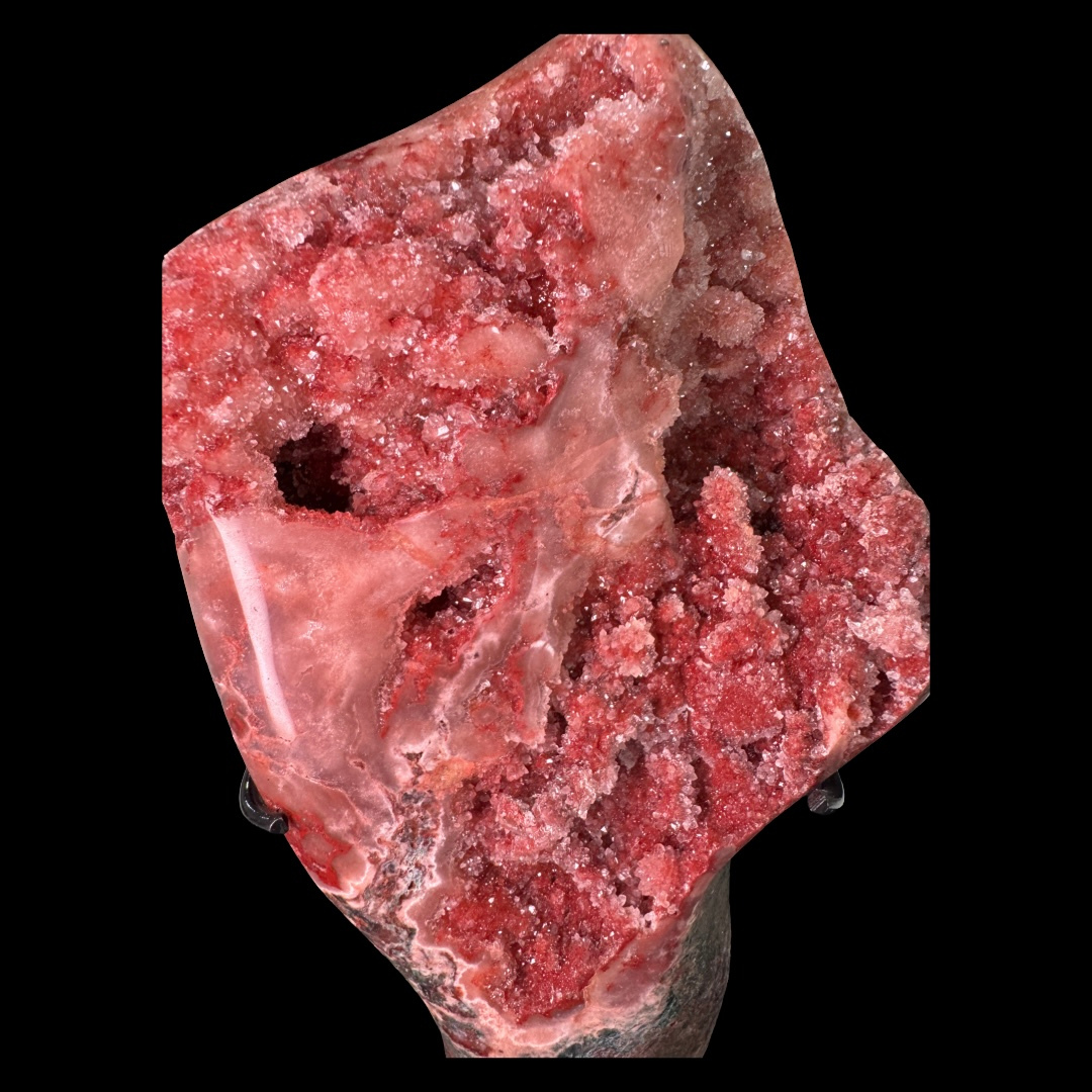 Pink Amethyst Druze on Custom Metal Stand – 27.5cm | 2.46kg