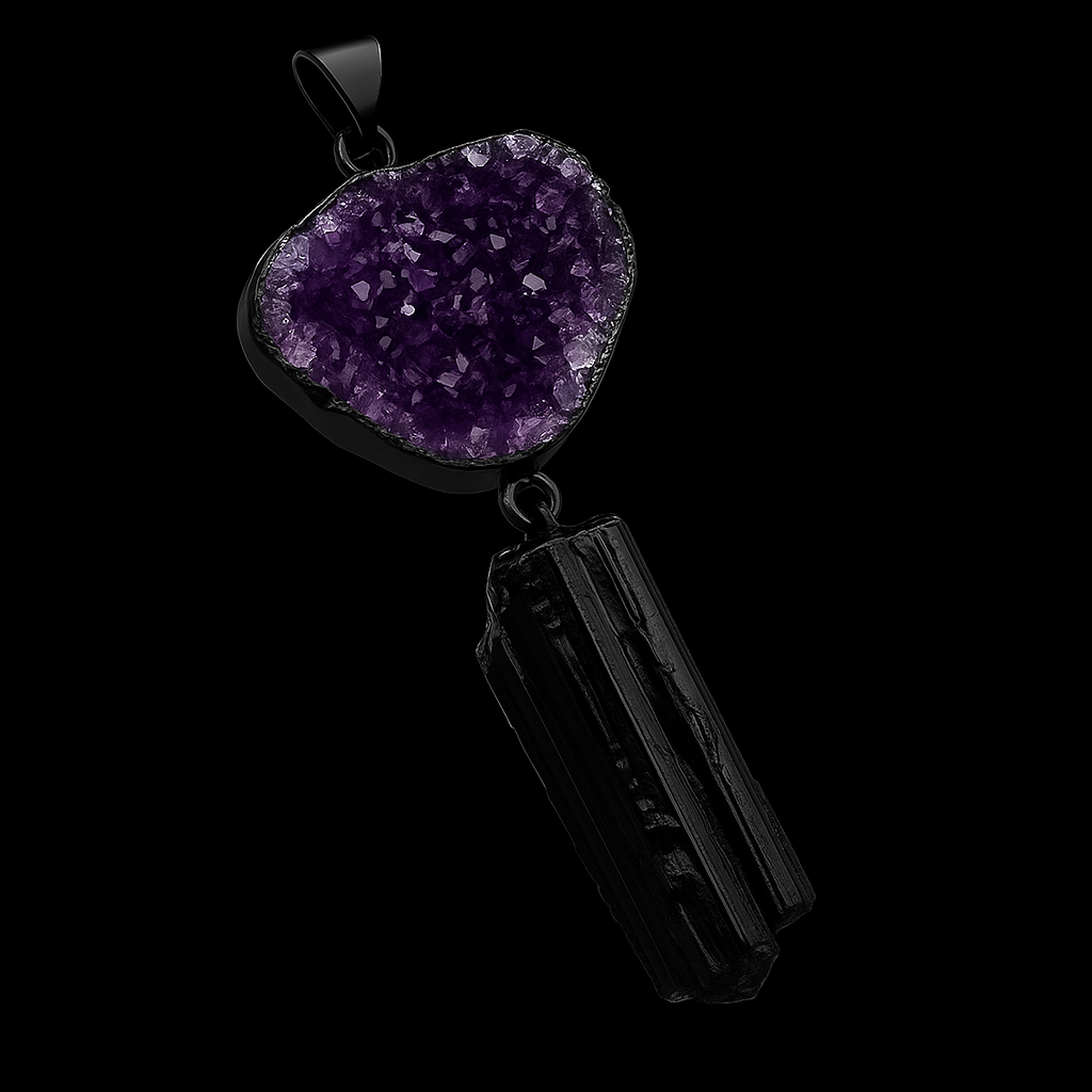 Amethyst Druse with Tourmaline #65.1