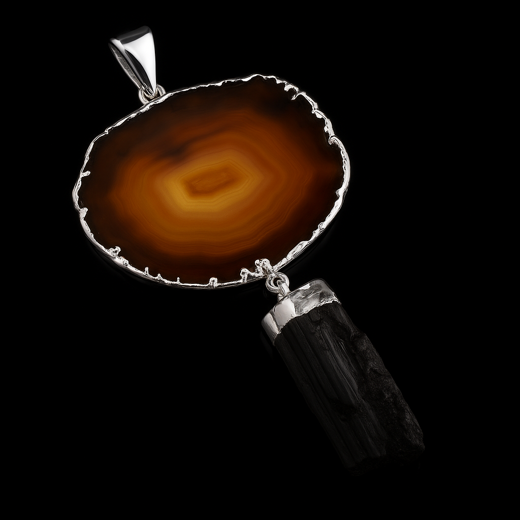 Agate Slice with Tourmaline #66.1