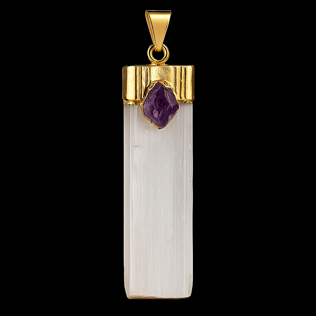 Selenite with Amethyst Pendant #70.1