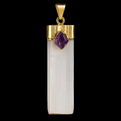 Selenite with Amethyst Pendant #70.1