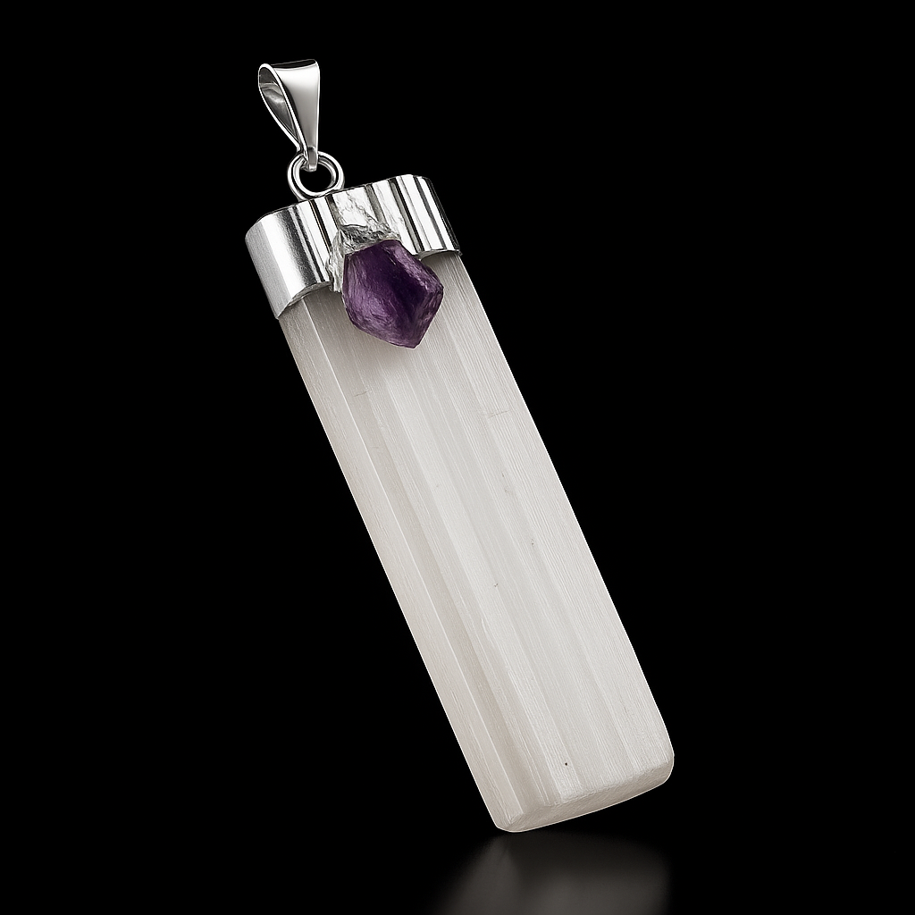 Selenite with Amethyst Pendant #70.1