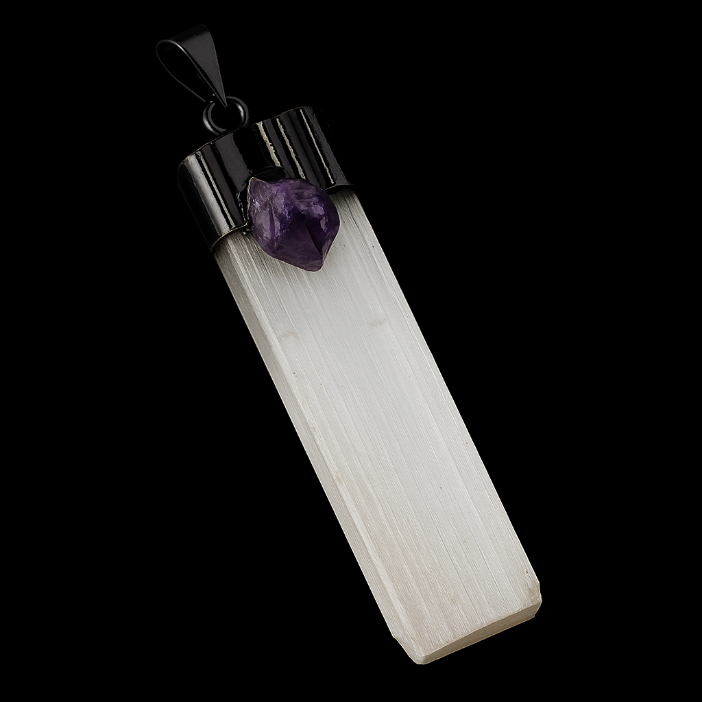 Selenite with Amethyst Pendant #70.1