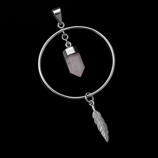 Middle Point with Hoop and Leaf Pendant #73.1