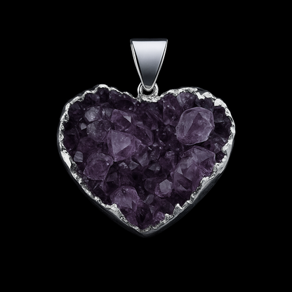 ( Small ) Amethyst Heart Druse Pendant #80.1