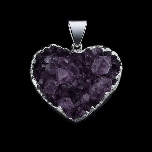 ( Small ) Amethyst Heart Druse Pendant #80.1