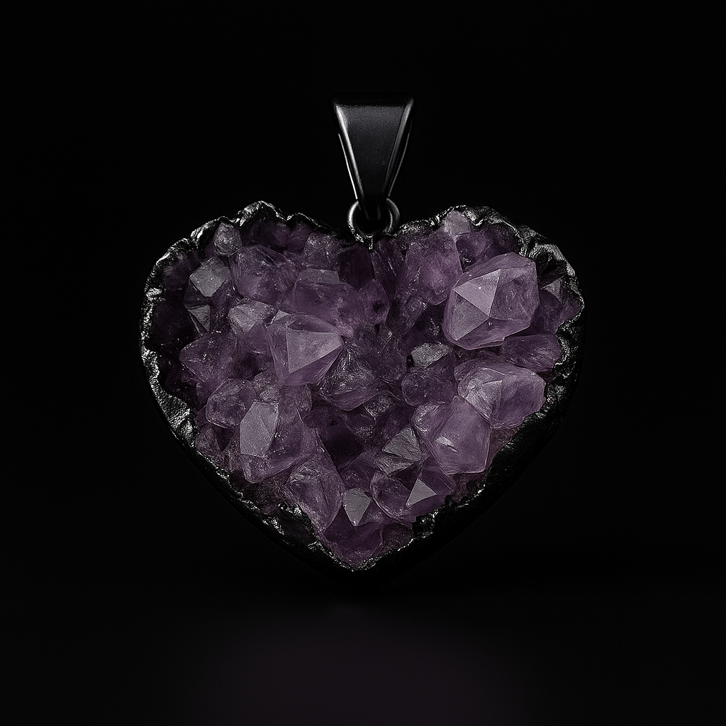 ( Small ) Amethyst Heart Druse Pendant #80.1