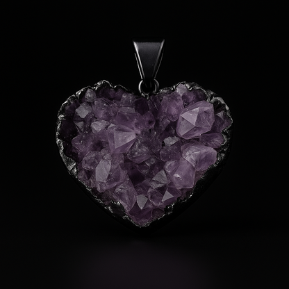 ( Small ) Amethyst Heart Druse Pendant #80.1