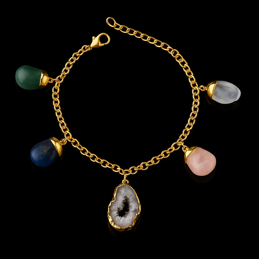 Natural Geode with Tumble Stones Bracelet #1023.1