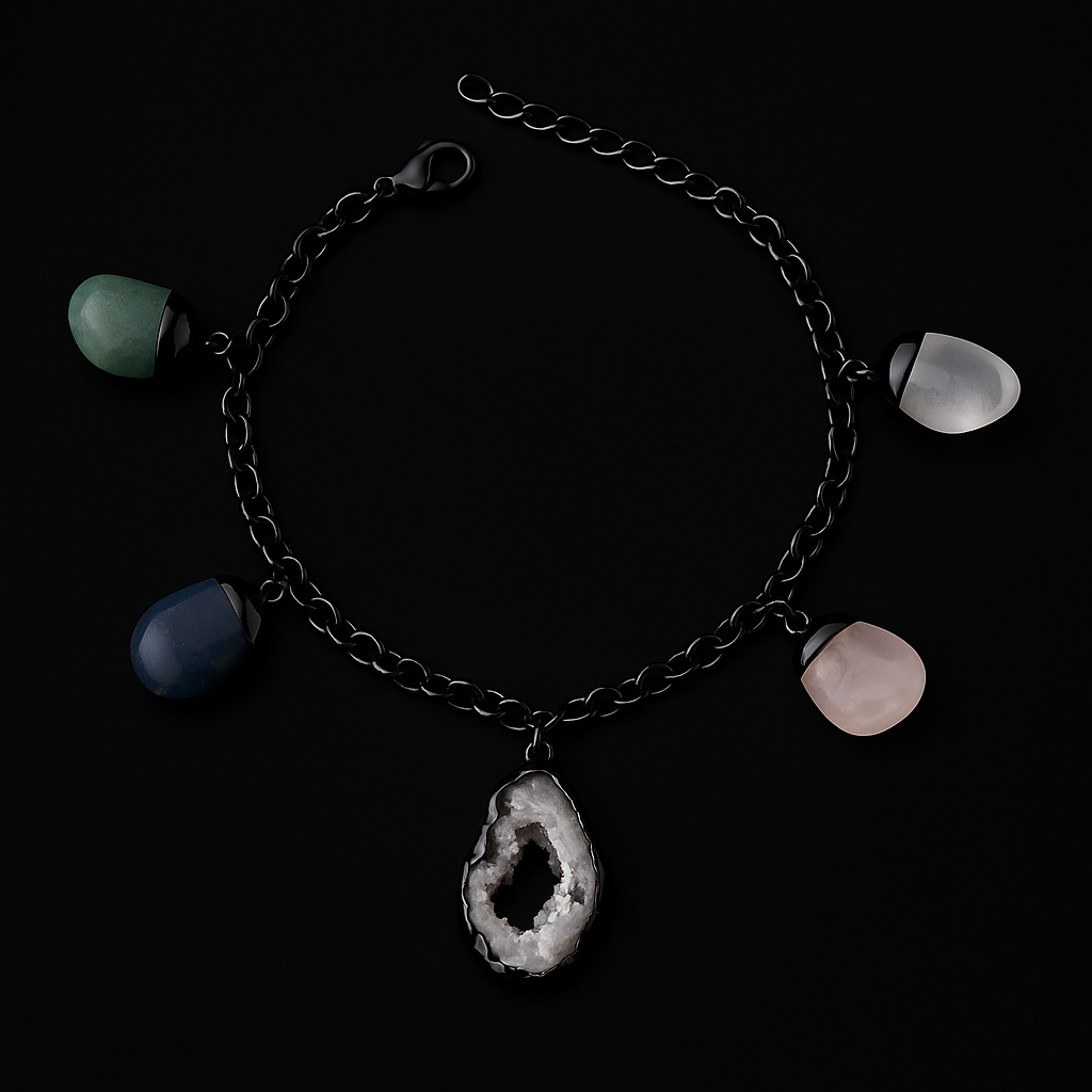 Natural Geode with Tumble Stones Bracelet #1023.1