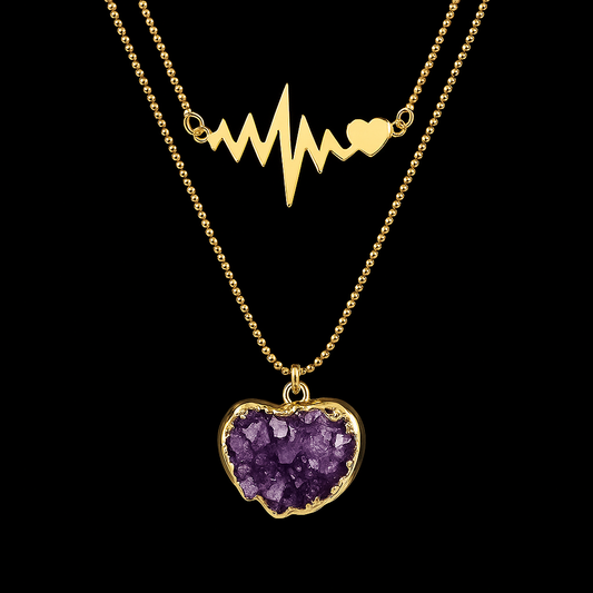 Heart Beat Amethyst Druse Necklace #2073.1