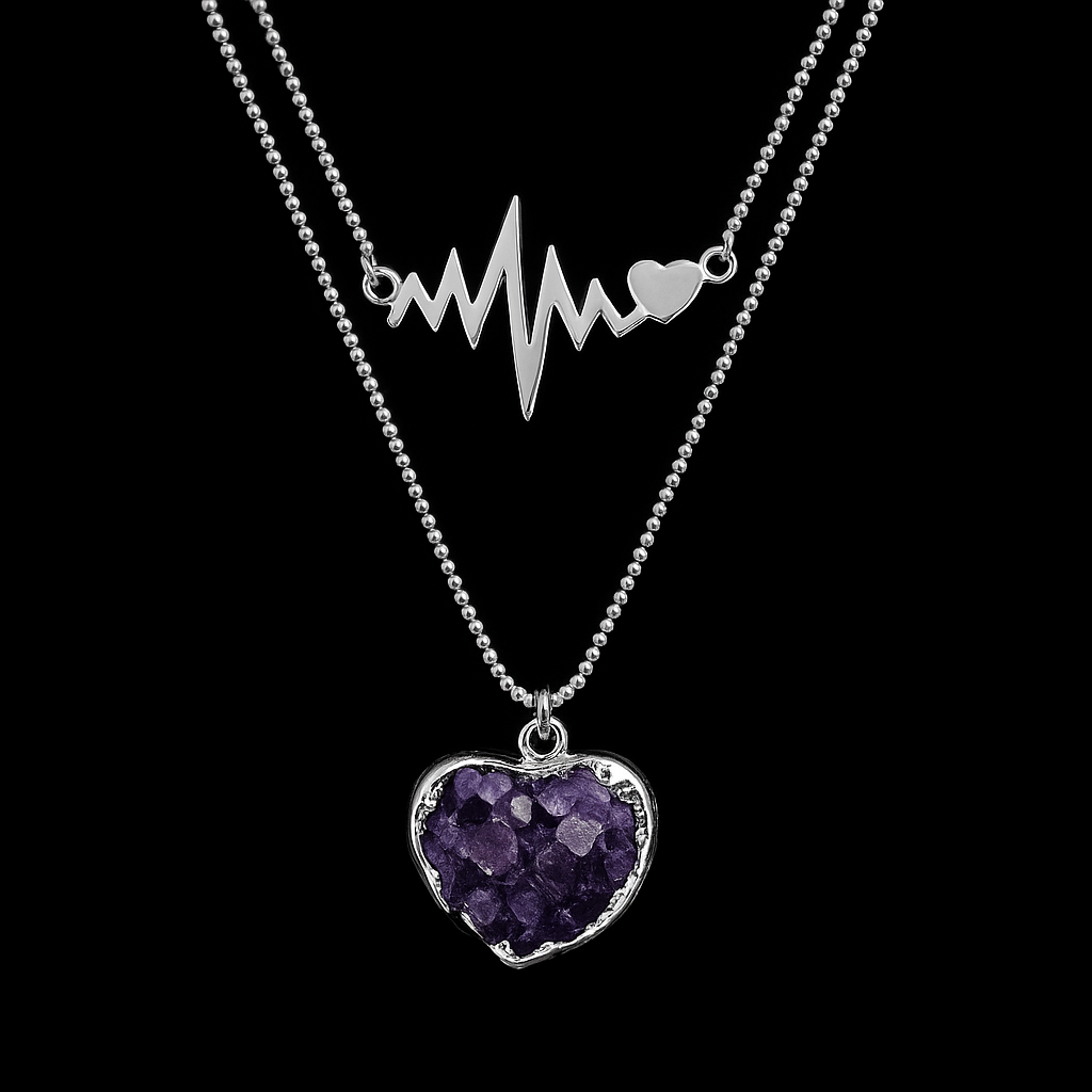 Heart Beat Amethyst Druse Necklace #2073.1