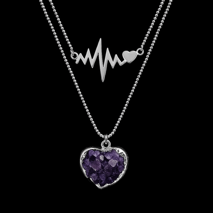 Heart Beat Amethyst Druse Necklace #2073.1