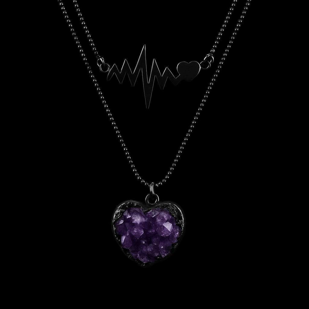 Heart Beat Amethyst Druse Necklace #2073.1