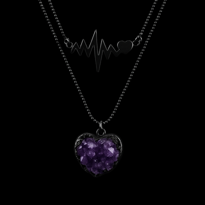 Heart Beat Amethyst Druse Necklace #2073.1