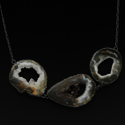 Triple Natural Geode Necklace #2001.1