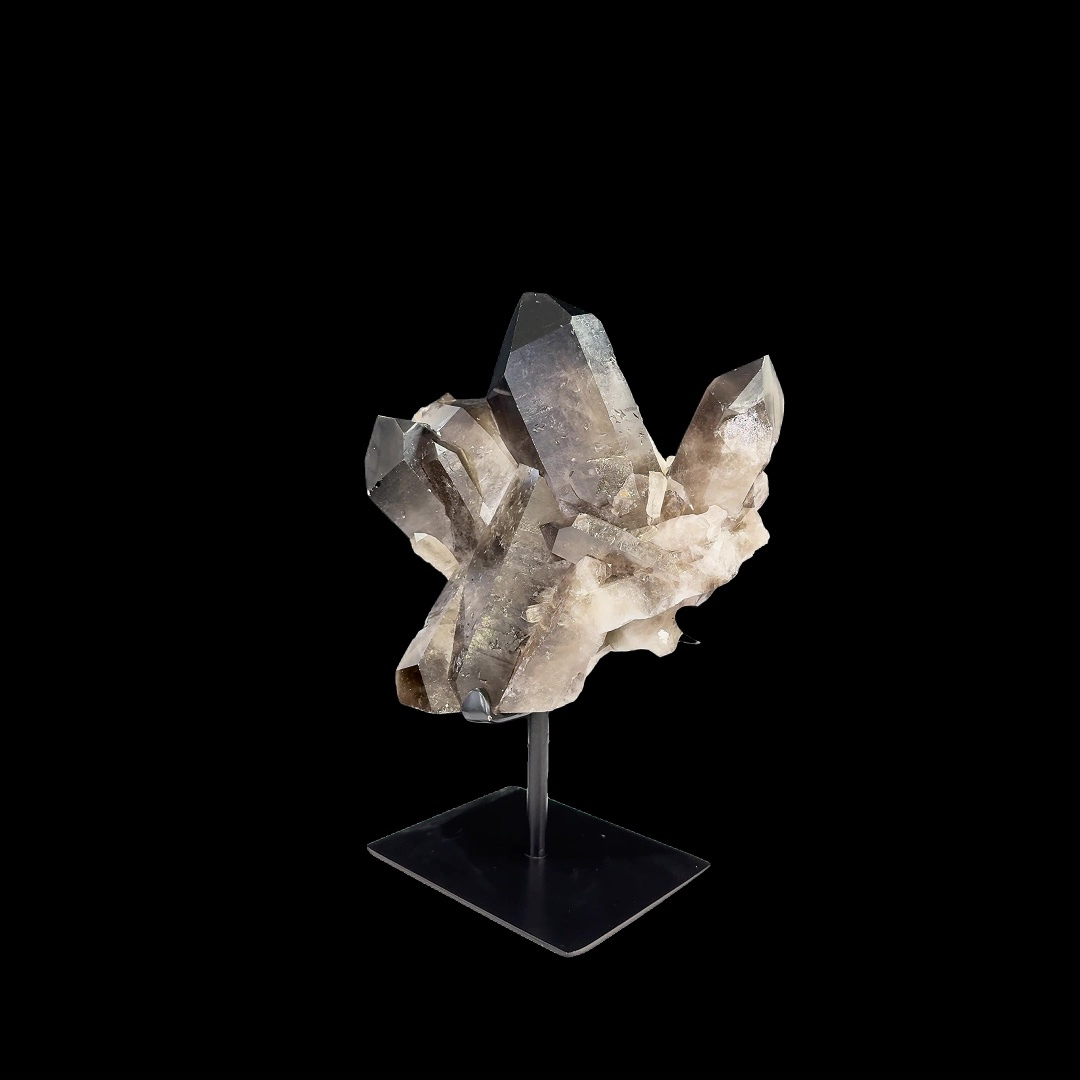 Smoky Quartz Cluster on Custom Metal Stand – 31cm | 5.15kg