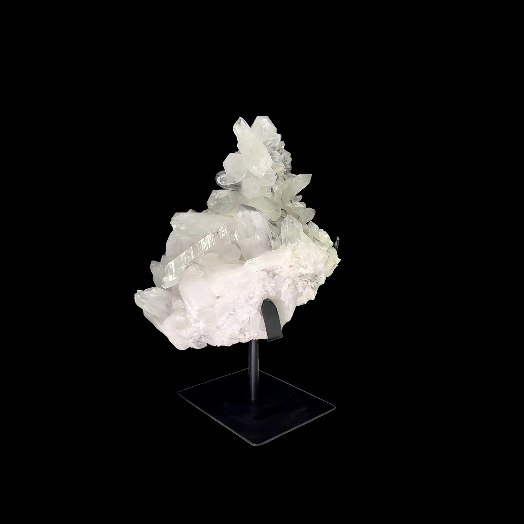 Clear Quartz Cluster on Custom Metal Stand – 34cm | 7.65kg