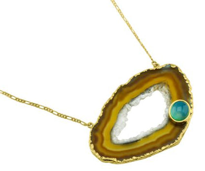 Agate Slice with Crystal Necklace #2016.1