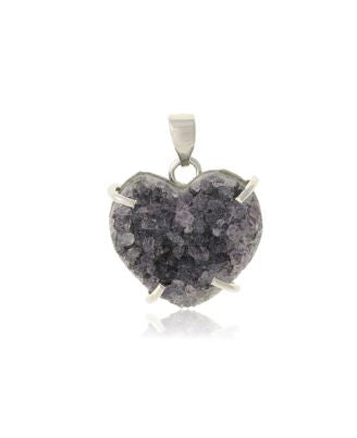 Amethyst Heart Druzy Pendant #132.1