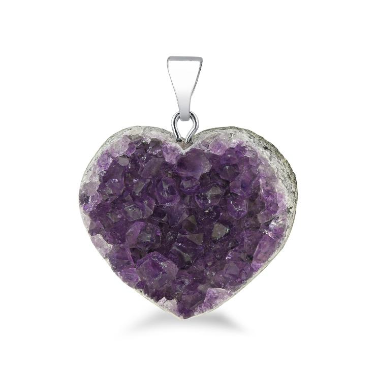 Amethyst Heart Druze Pendant #S223