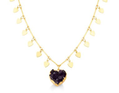 Amethyst heart druse Necklace #2015.1